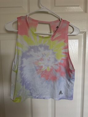 adidas Women’s Tie-Dye Crop Tank - Pastel Multi size XS